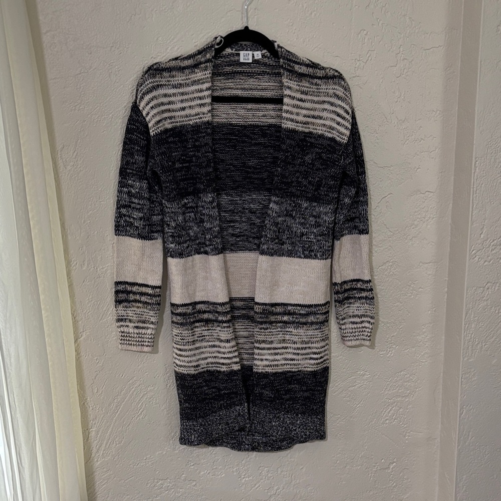 GAP Black and Cream Striped Cardigan